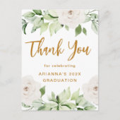 Carte Postale Script de remerciement de remise de diplôme floral (Devant)