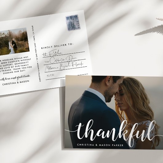 Carte Postale Script de remerciement | Merci photo Mariage