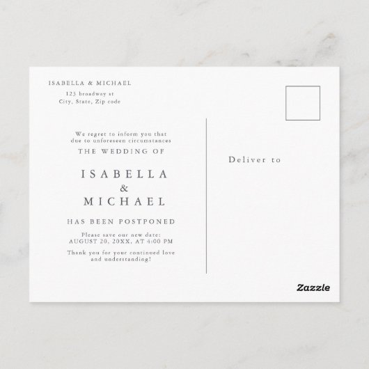 Carte Postale Script de verdure Kraft enregistrer la nouvelle da (Dos)