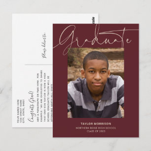 Carte Postale Script décontracté Bourgogne 2023 Diplôme photo