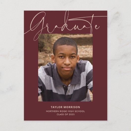 Carte Postale Script décontracté Bourgogne 2023 Diplôme photo (Devant)