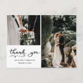 Carte Postale Script Décontracté Merci mariage | Deux photos (Devant)