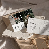 Carte Postale Script Décontracté Merci mariage | Deux photos