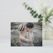 Carte Postale Script Delicate Photo Wedding Enregistrer La Date (Debout devant)
