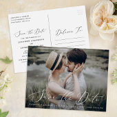 Carte Postale Script Delicate Photo Wedding Enregistrer La Date