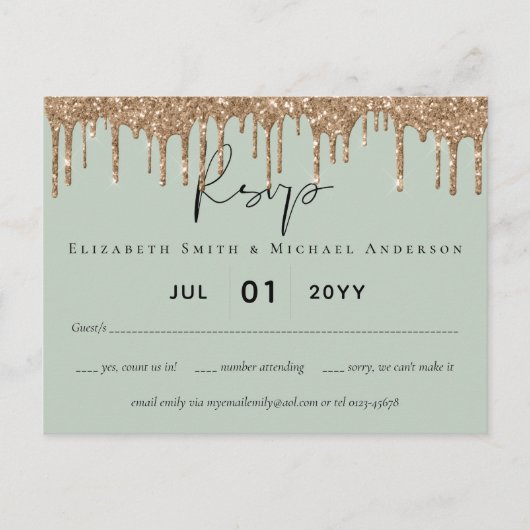 Carte Postale Script du Mariage de Parties scintillant de la gou (Devant)