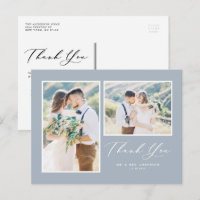 Script Dusty Blue Deux Mariage photo Merci