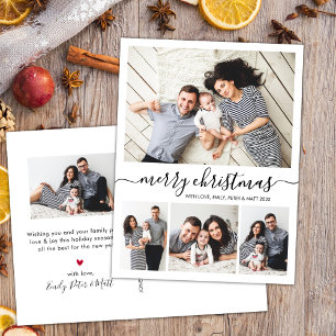 Carte Postale Script élégant Collage Famille Photos Noël