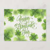 Carte Postale Script élégant de jour de la Saint-Patrick vert or (Devant)