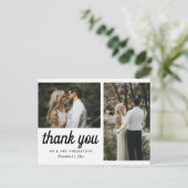 Carte Postale Script élégant du Merci mariage | Deux photos (Debout devant)