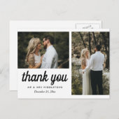 Carte Postale Script élégant du Merci mariage | Deux photos (Devant / Derrière)