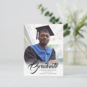 Carte Postale Script élégant | Faire-part photo moderne Grad (Debout devant)