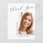 Carte Postale Script élégant moderne Simple Photo Grad Merci (Devant)