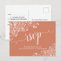 Script en dentelle blanche sur Terracotta Mariage