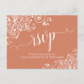 Carte Postale Script en dentelle blanche sur Terracotta Mariage  (Devant)