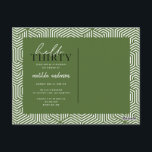 Carte Postale Script et géométrique 30e anniversaire<br><div class="desc">Écriture moderne & invitation géométrique de trentième anniversaire. Motif de arrière géométrique moderne. Partie d'une collection. La couleur peut être changée.</div>