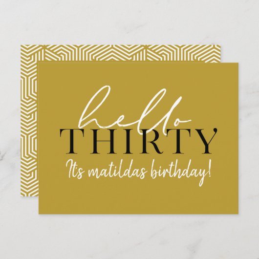 Carte Postale Script et géométrique 30e anniversaire (Devant / Derrière)