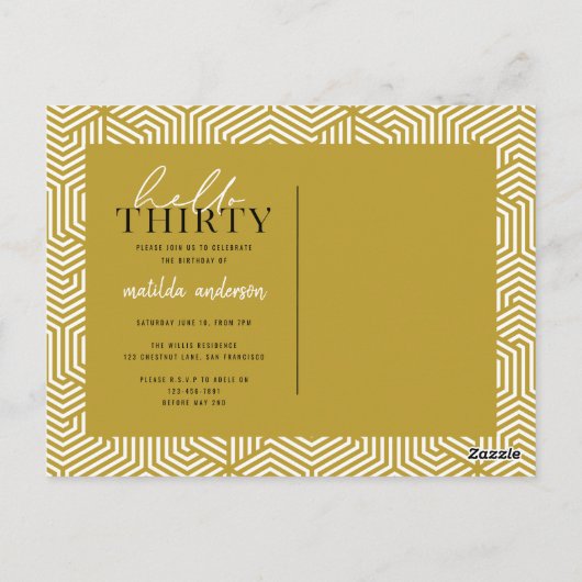 Carte Postale Script et géométrique 30e anniversaire (Dos)