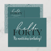 Carte Postale Script et géométrique 40e anniversaire (Devant / Derrière)