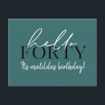 Carte Postale Script et géométrique 40e anniversaire<br><div class="desc">Écriture moderne & invitation géométrique de quarantième anniversaire. Motif de arrière géométrique moderne. Partie d'une collection. La couleur peut être changée.</div>