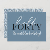 Carte Postale Script et géométrique 40e anniversaire (Devant / Derrière)