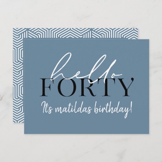 Carte Postale Script et géométrique 40e anniversaire (Devant / Derrière)