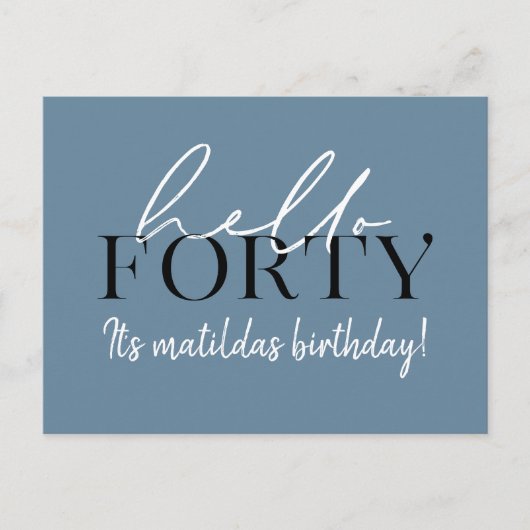 Carte Postale Script et géométrique 40e anniversaire (Devant)