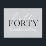 Carte Postale Script et géométrique 40e anniversaire<br><div class="desc">Écriture moderne & invitation géométrique de quarantième anniversaire. Motif de arrière géométrique moderne. Partie d'une collection. La couleur peut être changée.</div>