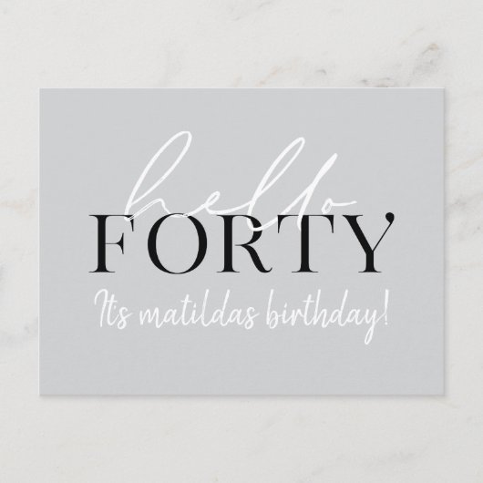 Carte Postale Script et géométrique 40e anniversaire (Devant)