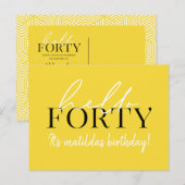 Carte Postale Script et géométrique 40e anniversaire (Devant / Derrière)