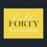 Carte Postale Script et géométrique 40e anniversaire<br><div class="desc">Écriture moderne & invitation géométrique de quarantième anniversaire. Motif de arrière géométrique moderne. Partie d'une collection. La couleur peut être changée.</div>