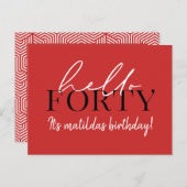 Carte Postale Script et géométrique 40e anniversaire (Devant / Derrière)