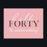 Carte Postale Script et géométrique 40e anniversaire<br><div class="desc">Écriture moderne & invitation géométrique de quarantième anniversaire. Motif de arrière géométrique moderne. Partie d'une collection. La couleur peut être changée.</div>