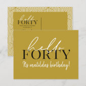 Carte Postale Script et géométrique 40e anniversaire (Devant / Derrière)