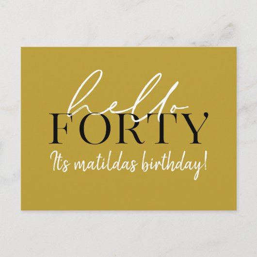 Carte Postale Script et géométrique 40e anniversaire (Devant)
