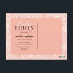 Carte Postale Script et géométrique 40e anniversaire<br><div class="desc">Écriture moderne & invitation géométrique de quarantième anniversaire. Motif de arrière géométrique moderne. Partie d'une collection. La couleur peut être changée.</div>