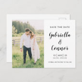 Carte Postale Script et photo Mariage simple Enregistrer la date (Devant / Derrière)