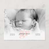 Carte Postale Script et rose Monogramme photo bébé (Devant)