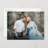 Carte Postale Script fantaisiste M. & Mme Mariage Elopement (Devant / Derrière)