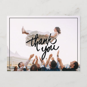 Carte Postale Script Fun Moderne Photo Mariage Merci