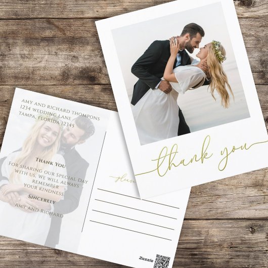 Carte Postale Script Gold Calligraphie moderne Simple Deux photo