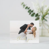 Carte Postale Script Gold Calligraphie moderne Simple Deux photo (Debout devant)