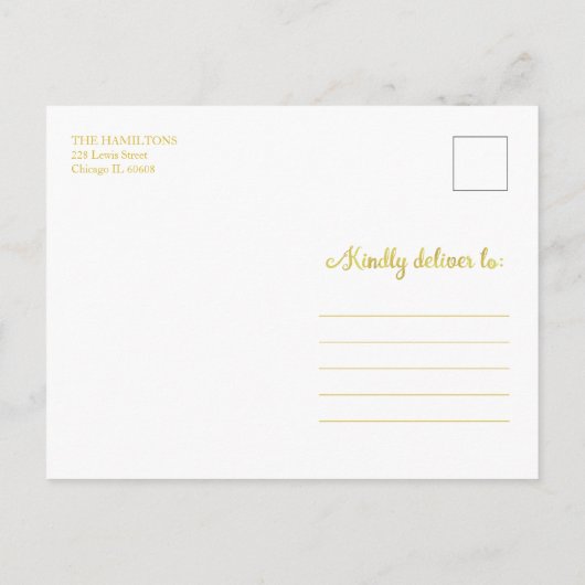 Carte Postale Script Gold Foil Photo Snowflon Noël (Dos)