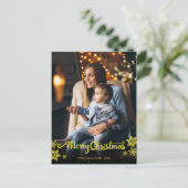 Carte Postale Script Gold Foil Photo Snowflon Noël (Debout devant)