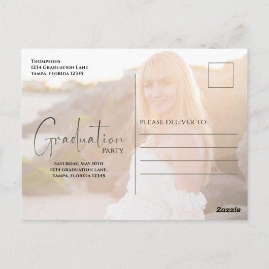 Carte Postale Script Gold Graduate noir deux Vellum photo budget (Dos)