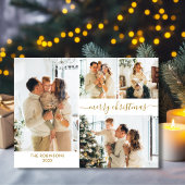 Carte Postale Script Gold moderne 5 Photo Collage Noël
