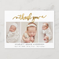 Script Gold moderne Baby Photo Collage Merci