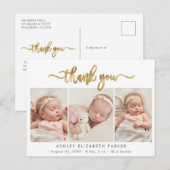 Carte Postale Script Gold moderne photo de nouveau-né Collage Me (Devant / Derrière)