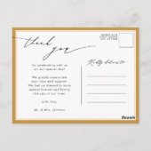 Carte Postale Script Honey Gold Elegant Mariage moderne Merci (Dos)