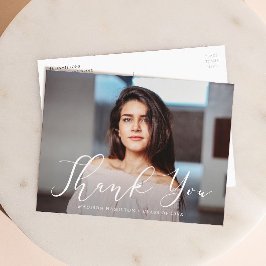 Carte Postale Script Important Photo Remerciement de Diplômé